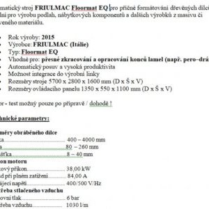 foto piła automat format FRIULMAC Floormat EQ listwy podłogi profile drzewo